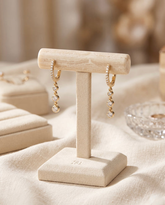 Round Crystal Drop Earrings