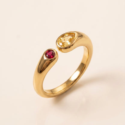 Coloured Stone Adjustable Ring