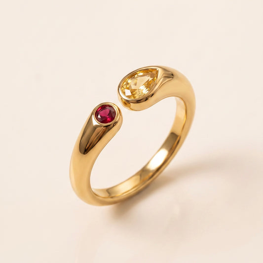 Coloured Stone Adjustable Ring