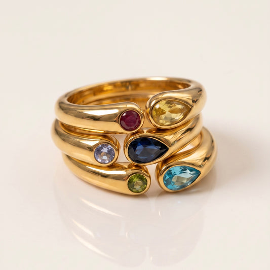 Coloured Stone Adjustable Ring